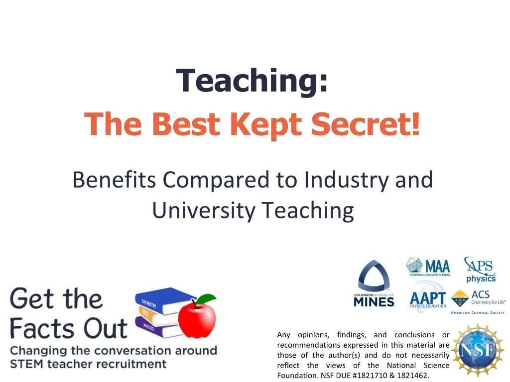 teaching the best kept secret benefits compared to industry and university teaching