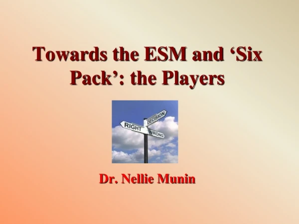 Towards the ESM and ‘Six Pack’: the Players