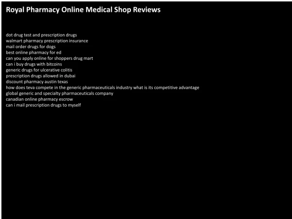 Royal Pharmacy Online Medical Shop Reviews