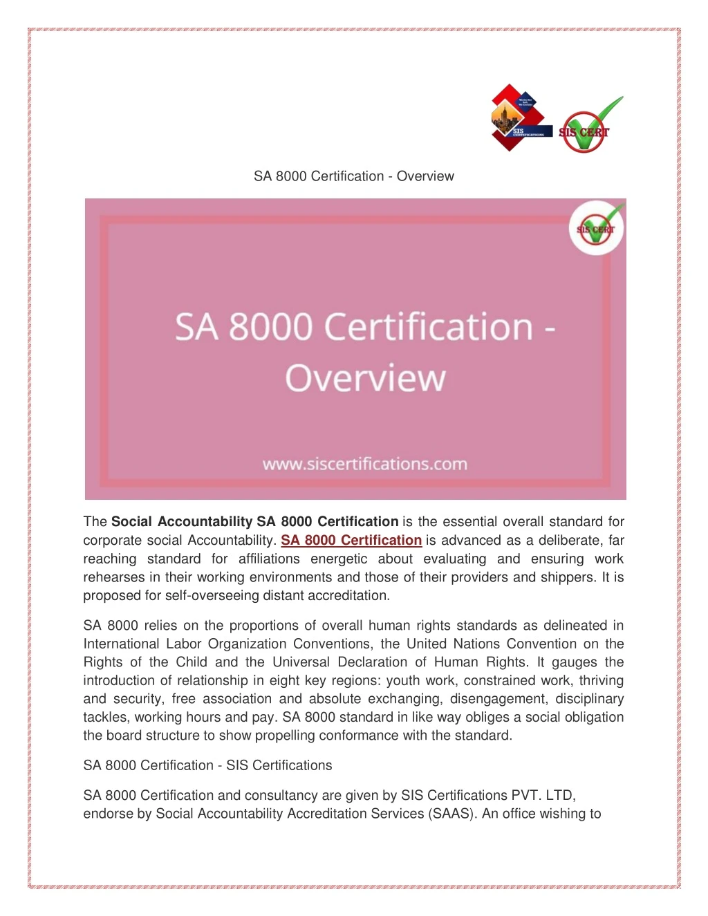sa 8000 certification overview