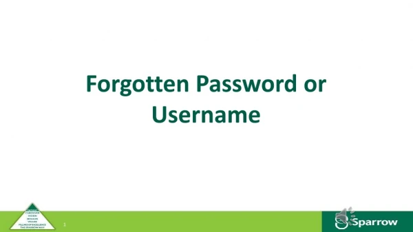 Forgotten Password or Username