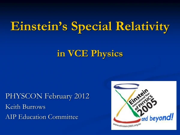 Einstein’s Special Relativity in VCE Physics
