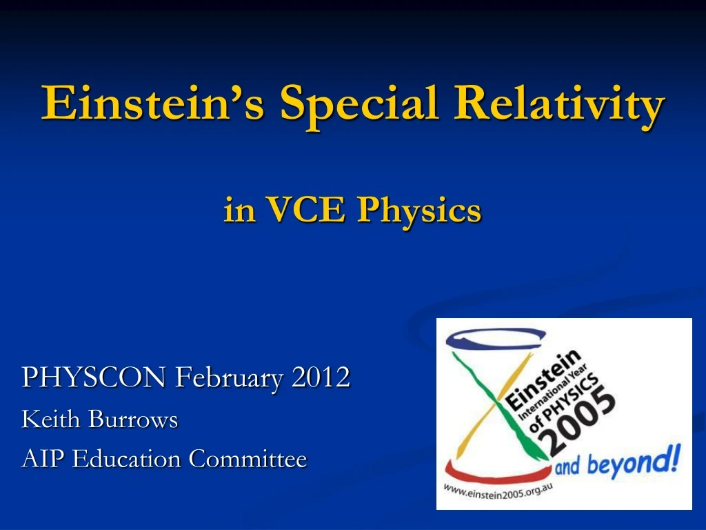 einstein s special relativity in vce physics