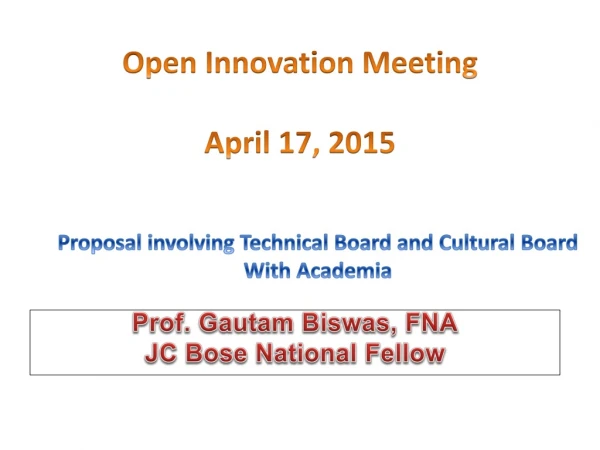 Open Innovation Meeting April 17, 2015
