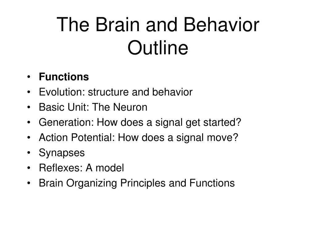 the brain and behavior outline