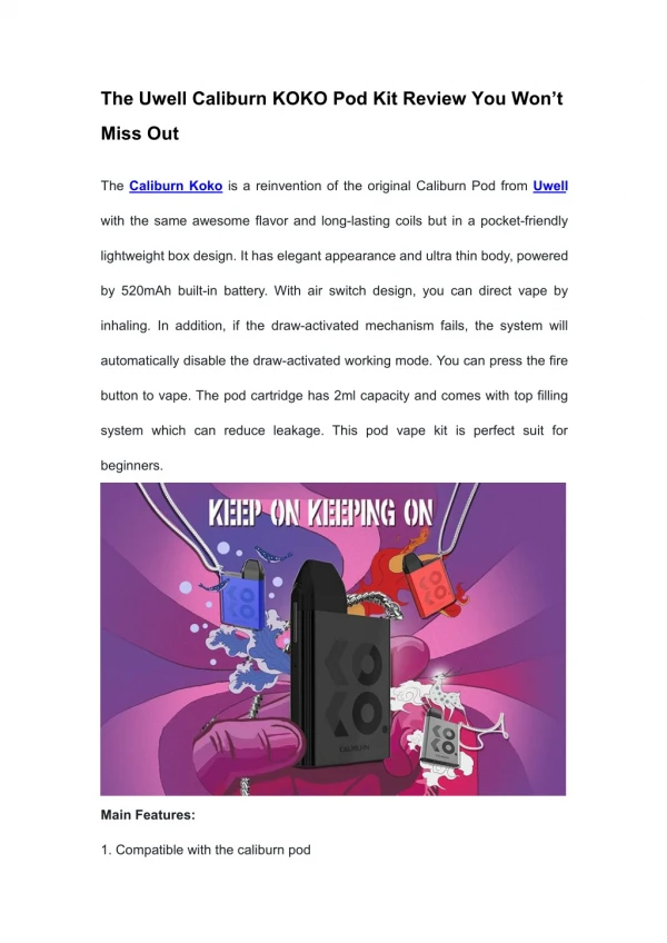 the uwell caliburn koko pod kit review you won t