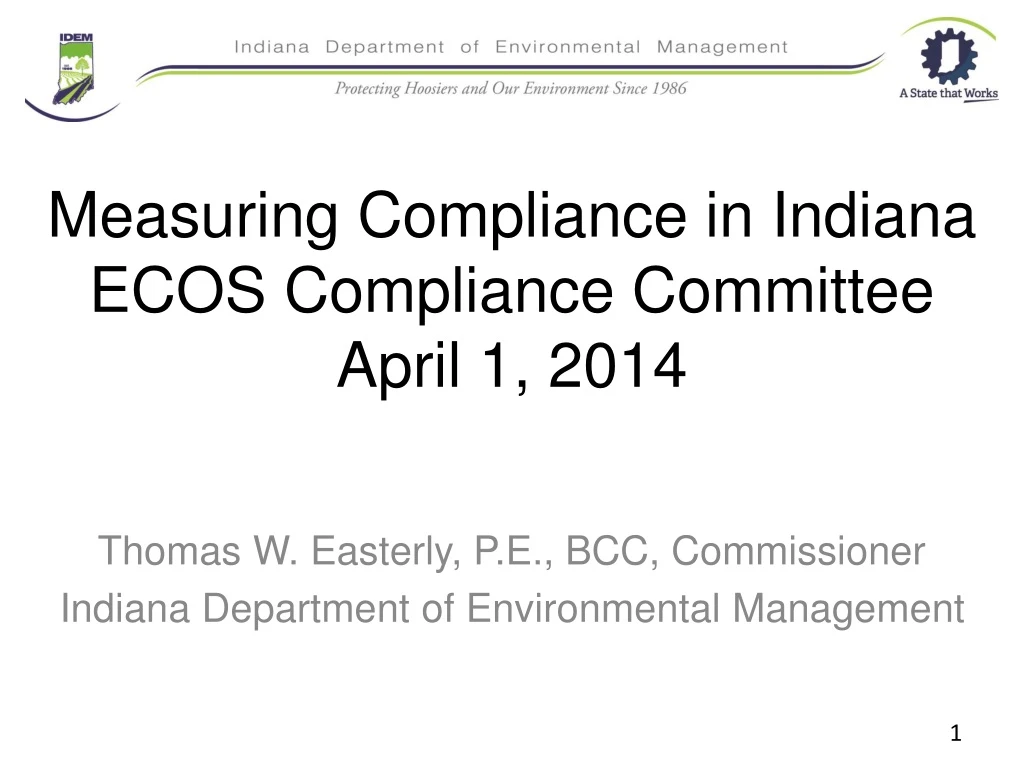 measuring compliance in indiana ecos compliance committee april 1 2014