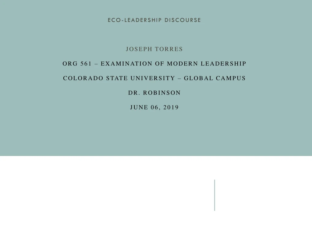 eco leadership discourse joseph torres