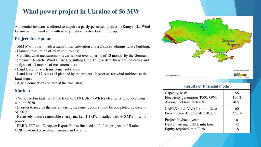 wind power project in ukraine of 56 mw