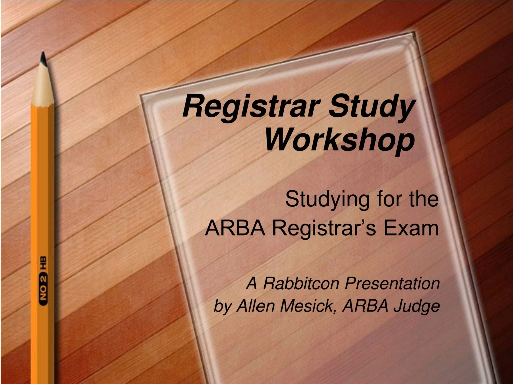 registrar study workshop