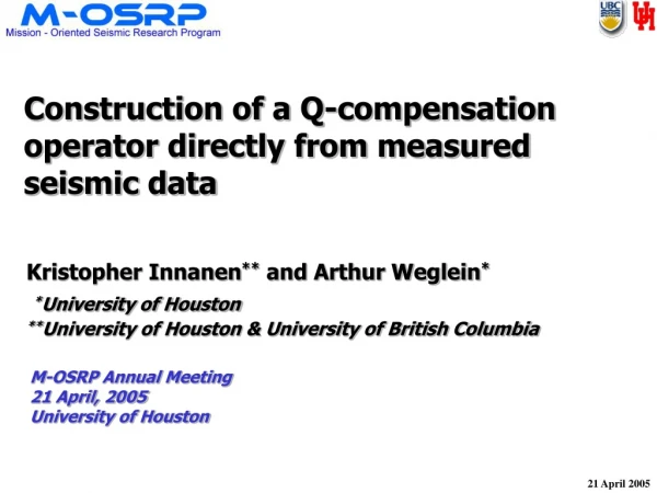 Construction of a Q-compensation operator directly from measured seismic data