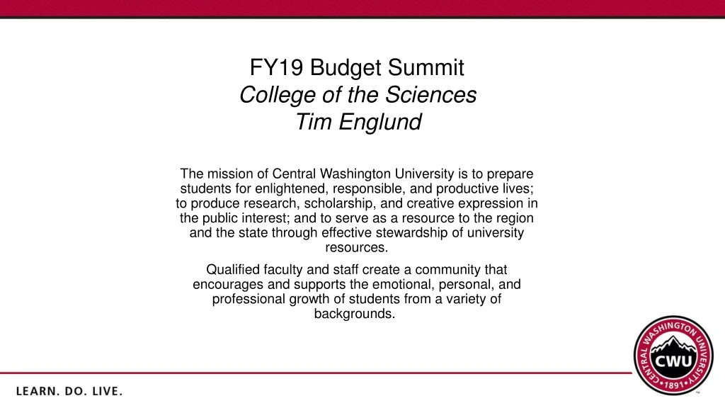fy19 budget summit college of the sciences