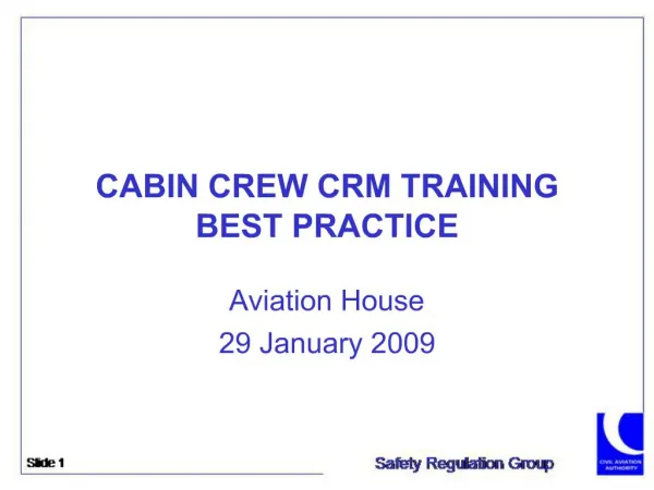 CABIN CREW CRM TRAINING BEST PRACTICE