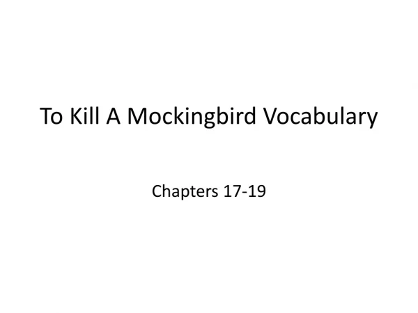 To Kill A Mockingbird Vocabulary