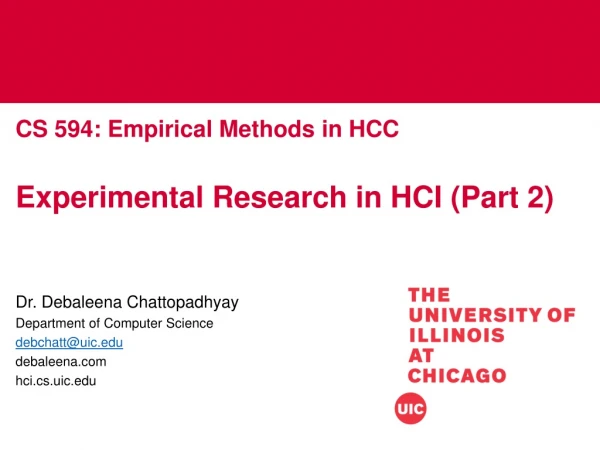 CS 594: Empirical Methods in HCC Experimental Research in HCI (Part 2)