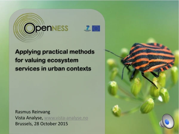 Applying practical methods for valuing ecosystem services in urban contexts