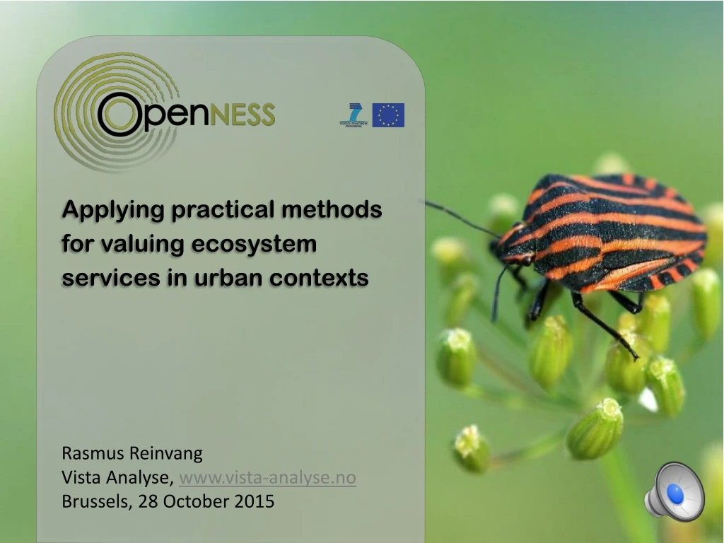 applying practical methods for valuing ecosystem services in urban contexts