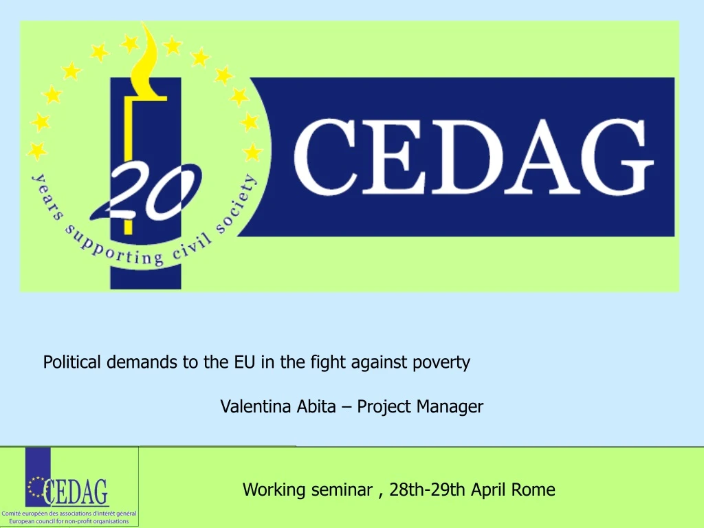 working seminar 28th 29th april rome