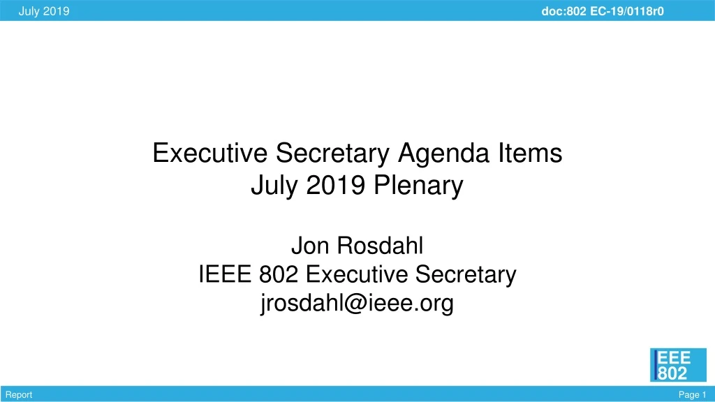 executive secretary agenda items july 2019 plenary