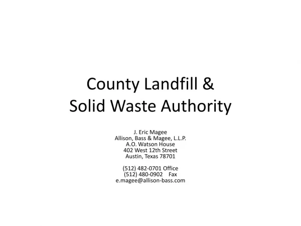 County Landfill &amp; Solid Waste Authority