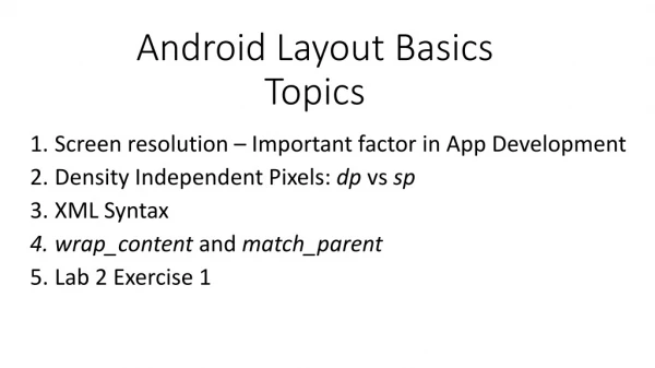 Android Layout Basics Topics