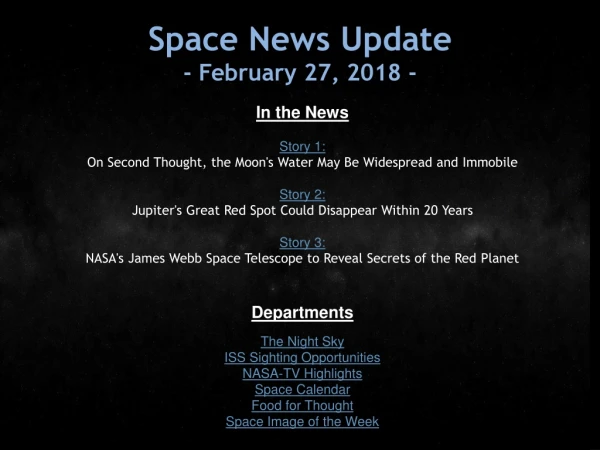 Space News Update - February 27, 2018 -