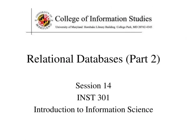 Relational Databases (Part 2)
