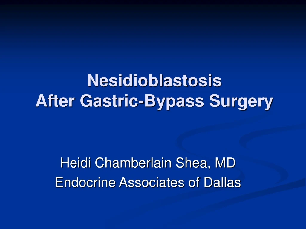 nesidioblastosis after gastric bypass surgery