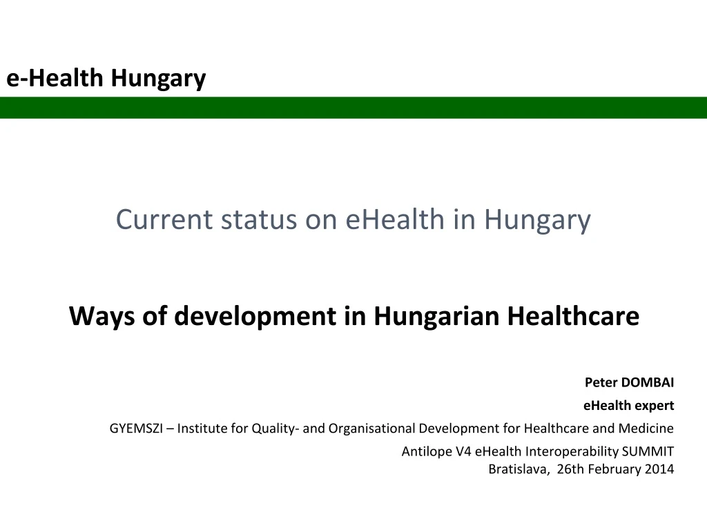 current status on ehealth in hungary