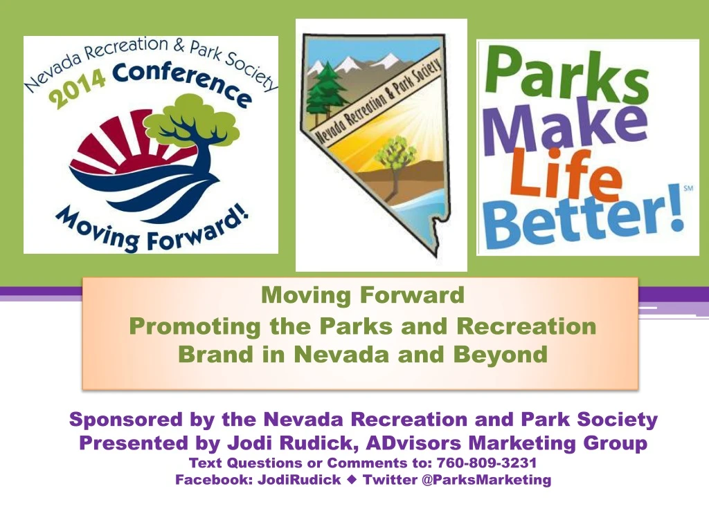 moving forward promoting the parks and recreation brand in nevada and beyond
