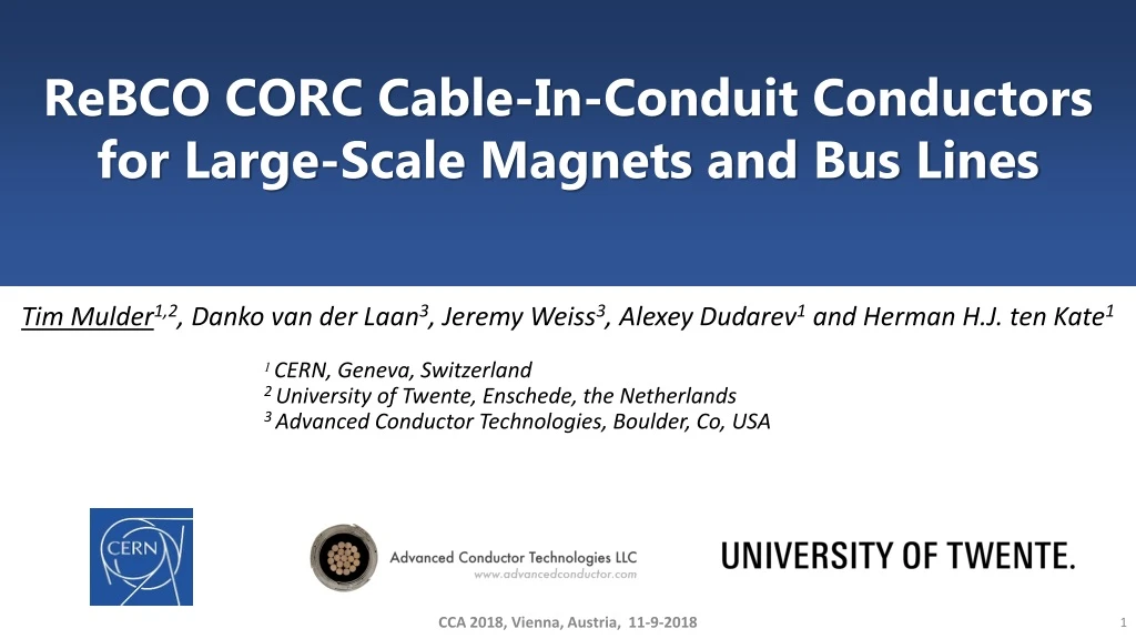rebco corc cable in conduit conductors for large scale magnets and bus lines