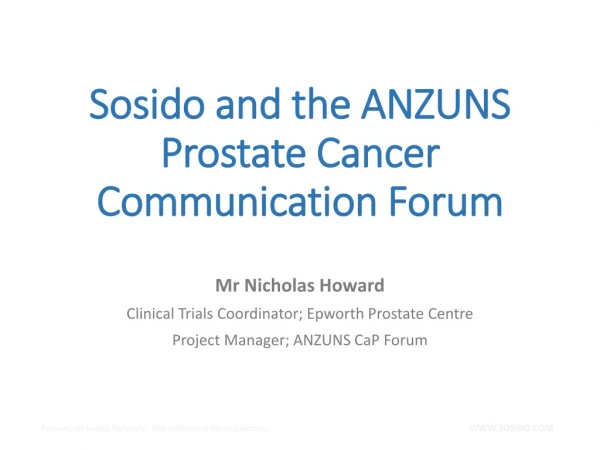 Sosido and the ANZUNS Prostate Cancer Communication Forum