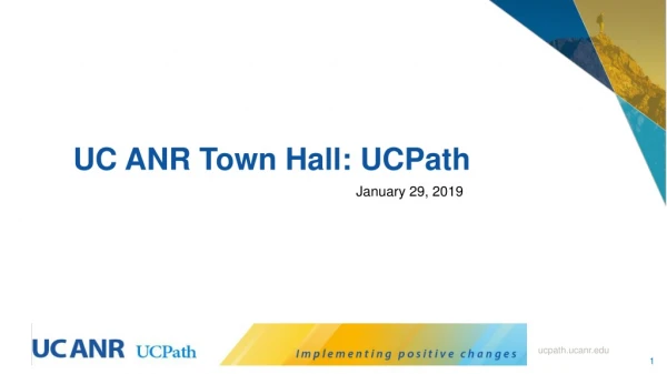 UC ANR Town Hall: UCPath