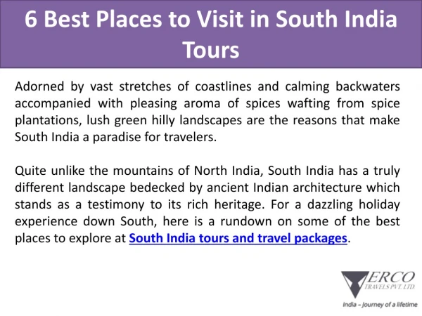 6 Best Places to Visit in South India Tours