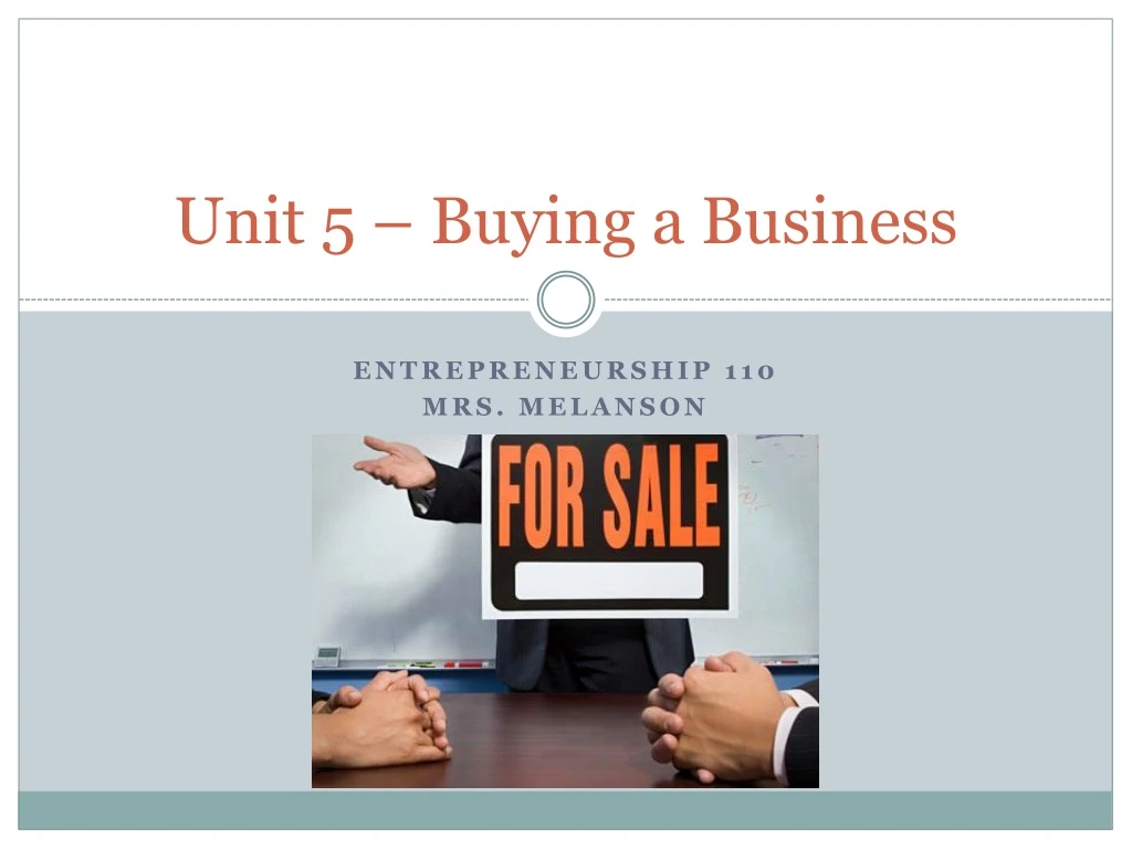 unit 5 buying a business