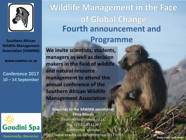 Southern African Wildlife Management Association (SAWMA ) sawma.co.za Conference 2017