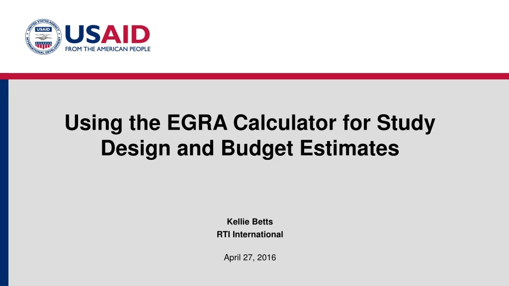 using the egra calculator for study design and budget estimates