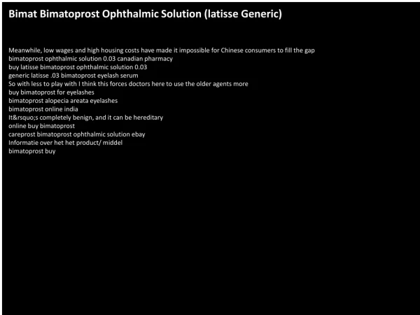 Bimat Bimatoprost Ophthalmic Solution (latisse Generic)