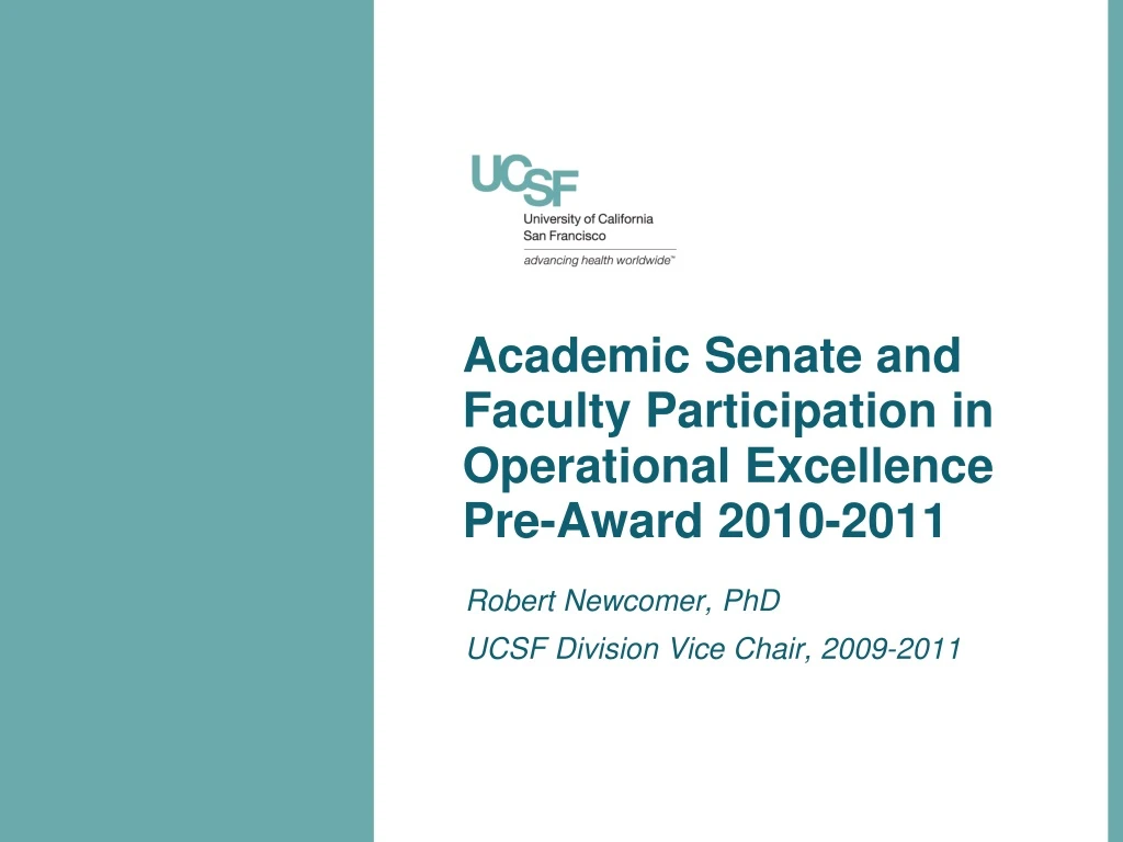 academic senate and faculty participation in operational excellence pre award 2010 2011