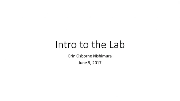 Intro to the Lab