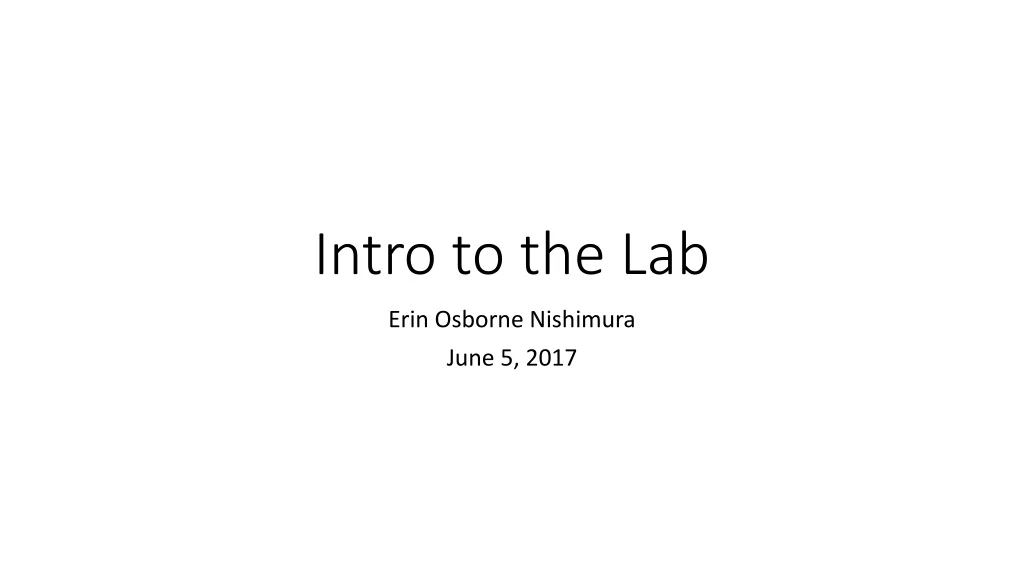 intro to the lab