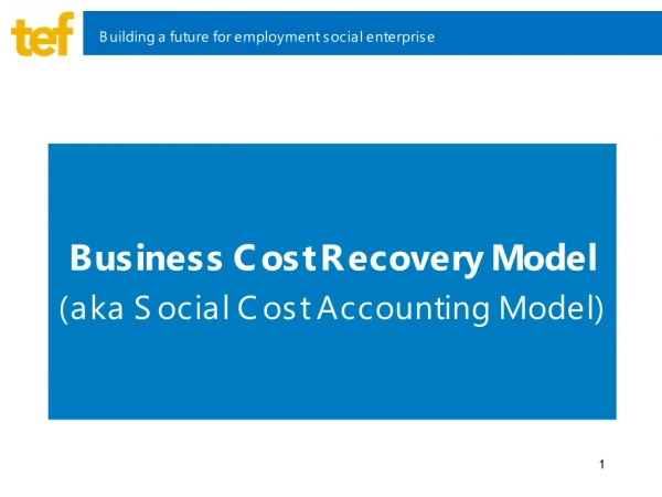 Business Cost Recovery Model (aka Social Cost Accounting Model)