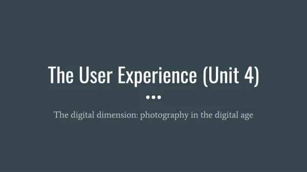 The User Experience (Unit 4)