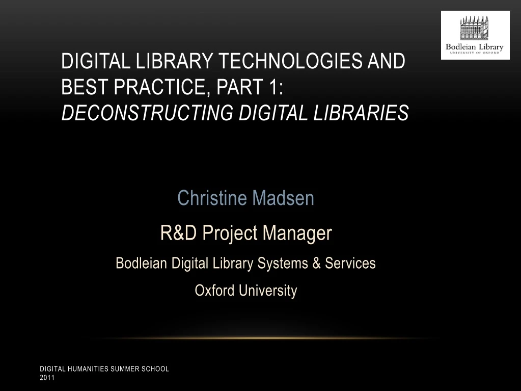 digital library technologies and best practice part 1 deconstructing digital libraries