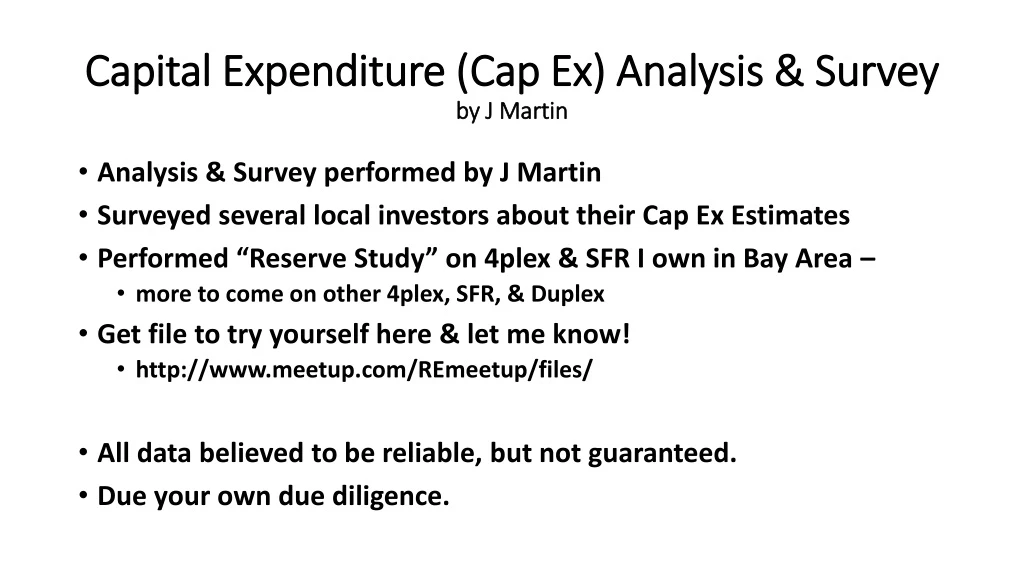 capital expenditure cap ex analysis survey by j martin