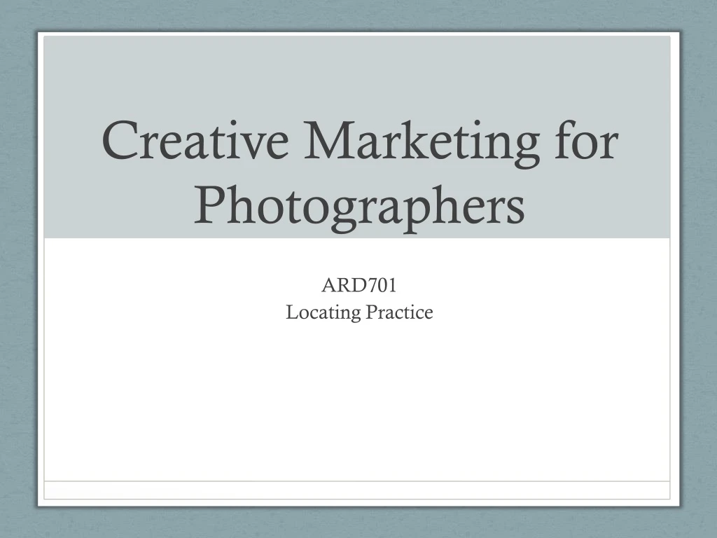 creative marketing for photographers
