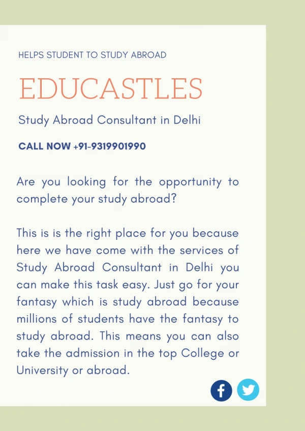 EduCastles - Study Abroad Consultant in Delhi helps student to study abroad