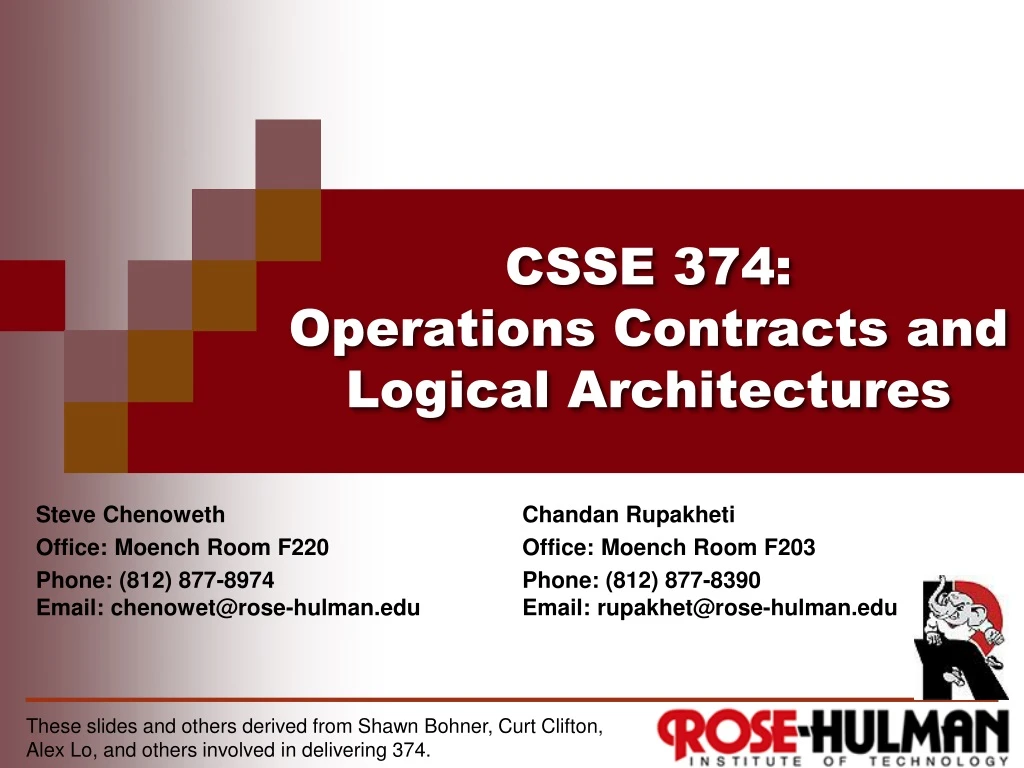 csse 374 operations contracts and logical architectures