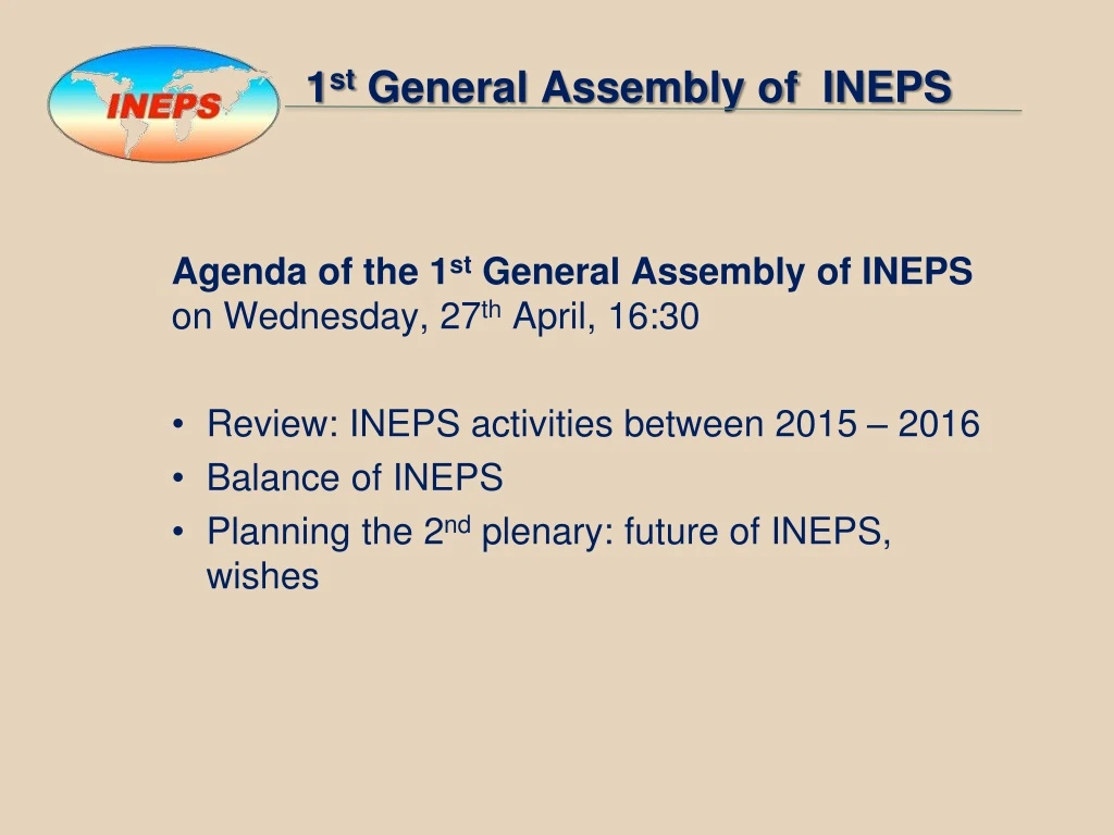 1 st general assembly of ineps