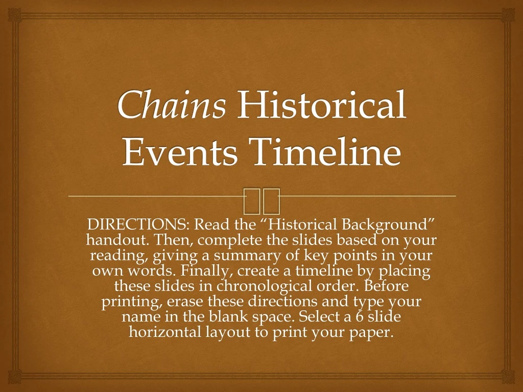 chains historical events timeline